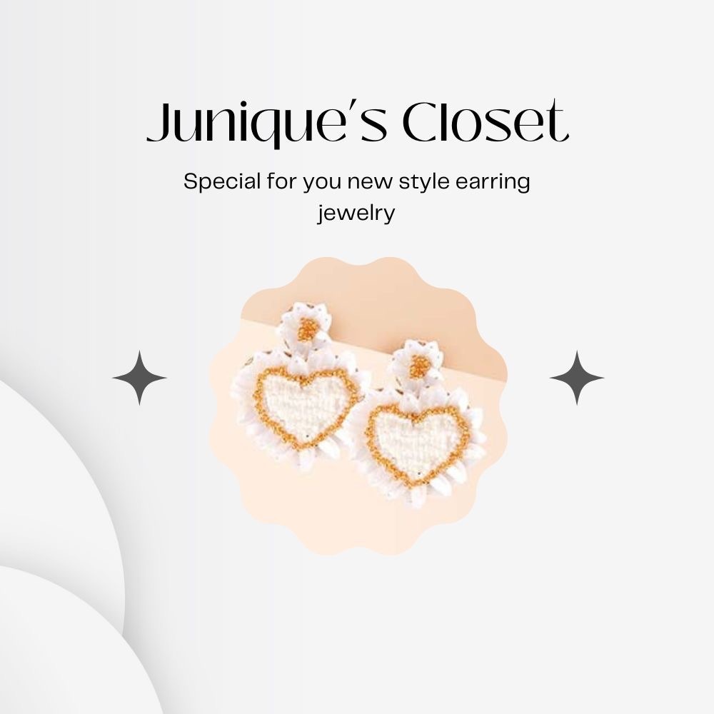 Felt Back Sees Beaded Heart Dangle Earrings |Fashion Jewelry